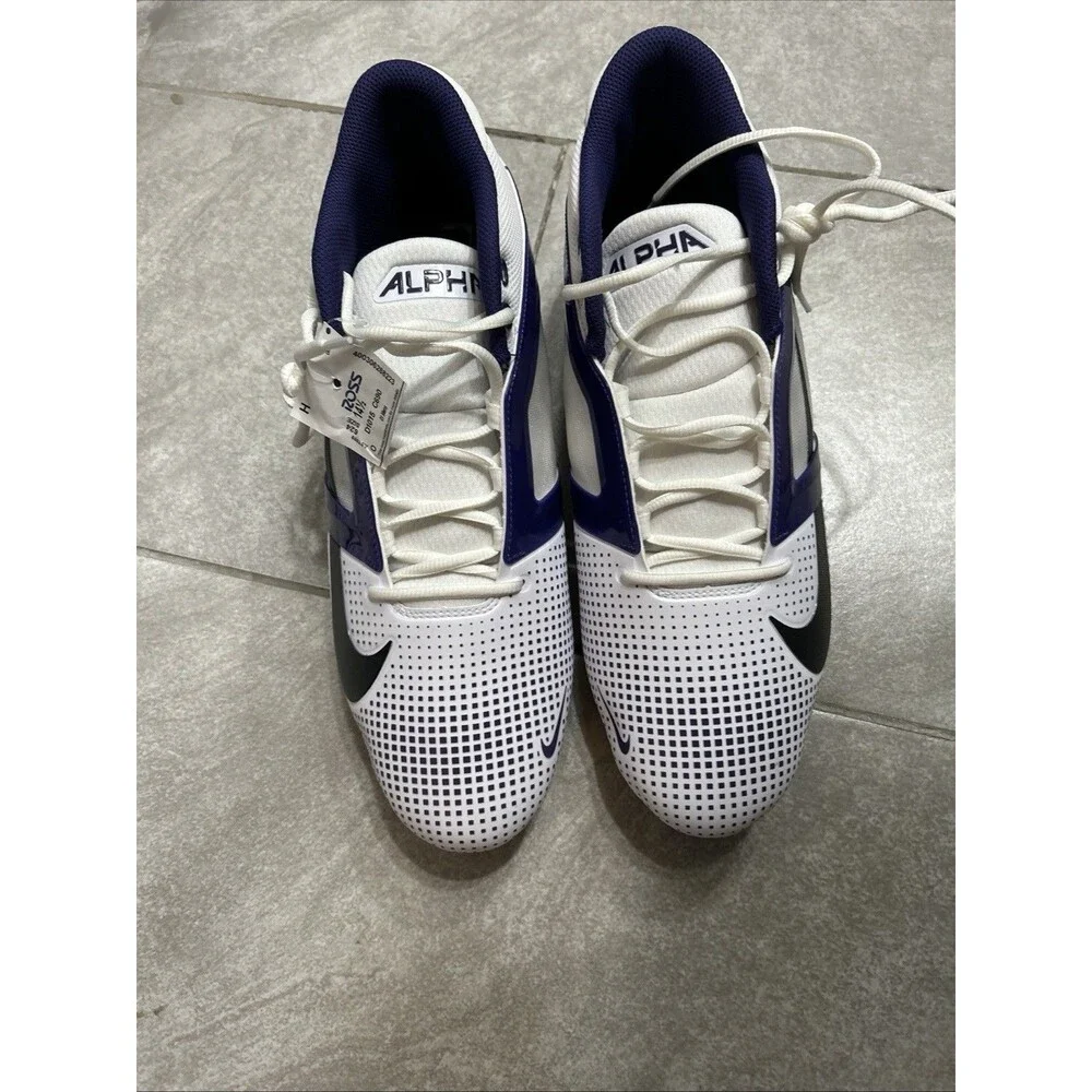 NWOB Nike Alpha Menace Pro 4 Football Cleats White Blue IB2507-102 Men SZ 14.5
